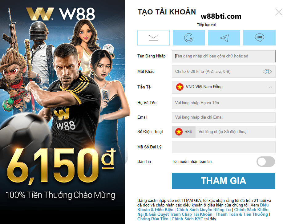 huong dan cac buoc dang ky w88